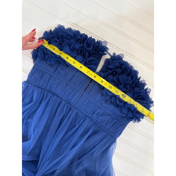 NWT Lulus Chic Spectacle Navy 3D Applique Strapless Maxi Dress Strapless Size S - Picture 6 of 10